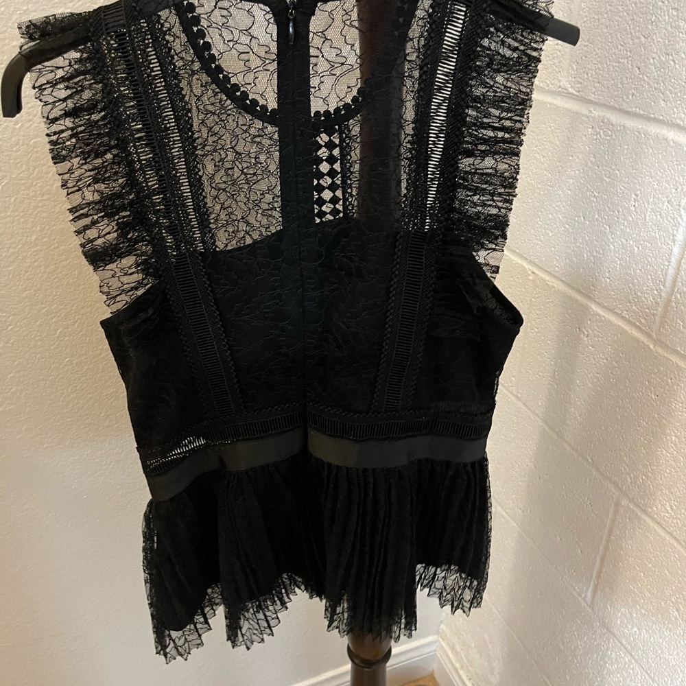 Black Lace Short Sleeve Top . Size S Brand Zara